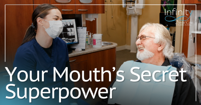 Your Mouth’s Secret Superpower Patient smiling at doctor